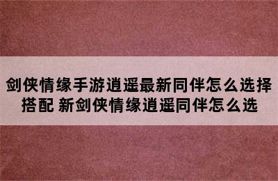 剑侠情缘手游逍遥最新同伴怎么选择搭配 新剑侠情缘逍遥同伴怎么选